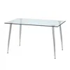 Quikfurn Modern 51-inch X 30-inch Glass Top Dining Table With Silver Metal Legs