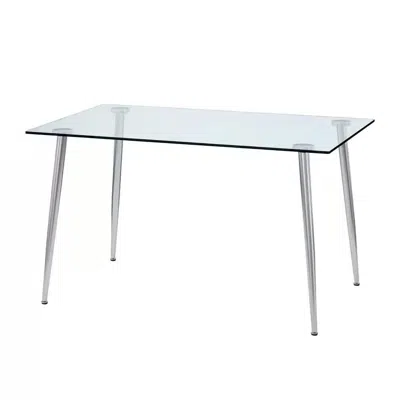 Quikfurn Modern 51-inch X 30-inch Glass Top Dining Table With Silver Metal Legs