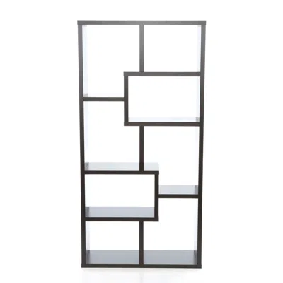 Quikfurn Modern 70-in High Display Cabinet Bookcase In Dark Brown Cappuccino Wood Finish