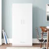 Quikfurn Modern Armoire Wardrobe Closet Cabinet With Storage Drawer In White Wood Finish