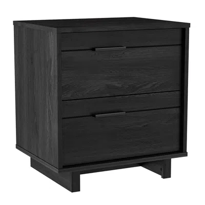 Quikfurn Modern Bedroom Nightstand In Grey Black Wood Finish