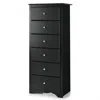 Quikfurn Modern Black 6 Drawer Tall Wood Dresser Chest