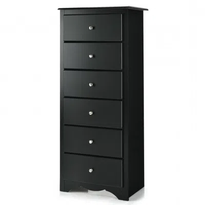 Quikfurn Modern Black 6 Drawer Tall Wood Dresser Chest