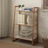 Quikfurn Modern Bookcase With 3 Shelves In Bamboo/white Finish