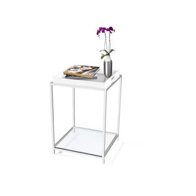 Quikfurn Modern Classic Metal End Table With White Removable Tray