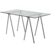 Quikfurn Modern Clear Tempered Glass Top Writing Table Computer Desk With Metal Legs