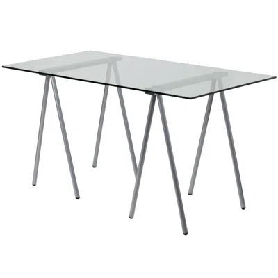 Quikfurn Modern Clear Tempered Glass Top Writing Table Computer Desk With Metal Legs