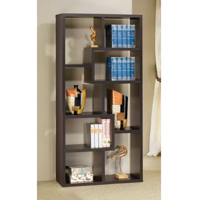 Quikfurn Modern Cube Contemporary Style Bookcase In Cappuccino Finish