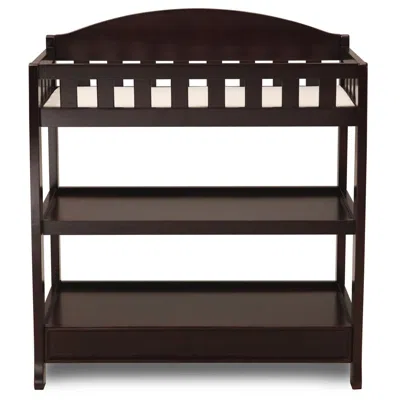 Quikfurn Modern Dark Brown Wooden Baby Changing Table With Safety Rail Pad And Strap