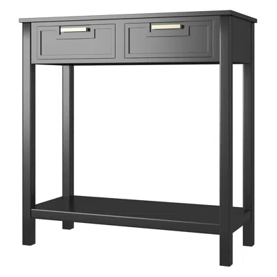 Quikfurn Modern Entryway Accent 2 Drawer Sofa Side Table Black