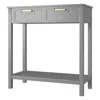 Quikfurn Modern Entryway Accent 2 Drawer Sofa Side Table Grey
