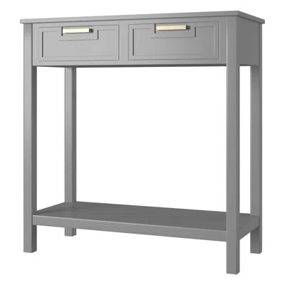 Quikfurn Modern Entryway Accent 2 Drawer Sofa Side Table Grey