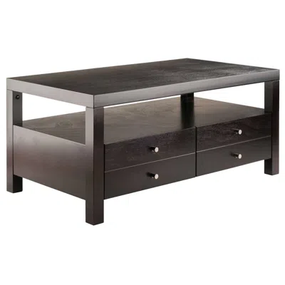 Quikfurn Modern Espresso 2 Drawer Coffee Table