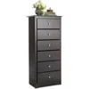 Quikfurn Modern Espresso 6 Drawer Tall Wood Dresser Chest