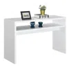 Quikfurn Modern Farmhome White Sofa Table Console Table With Bottom Shelf