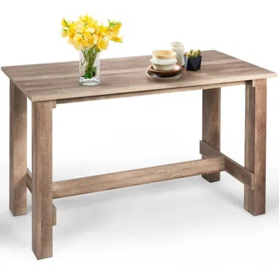 Quikfurn Modern Farmhouse Brown Wood 55-inch Counter Height Dining Table Computer Desk