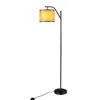 Quikfurn Modern Floor Lamp With Beige Fabric Drum Lampshade And On/off Foot-switch