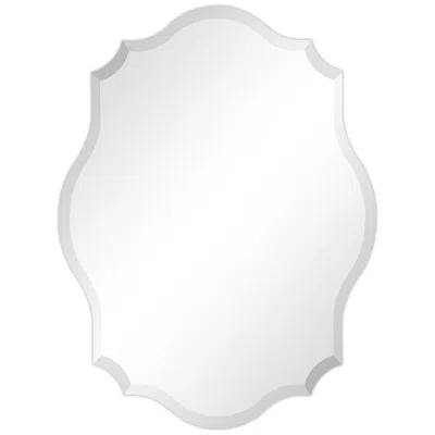 Quikfurn Modern Frameless 32 X 24 Inch Scalloped Beveled Accent Bathroom Mirror In Brown