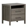 Quikfurn Modern Grey 2 Drawer Nightstand Cubby Storage Shelf