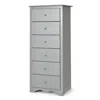 Quikfurn Modern Grey 6 Drawer Tall Wood Dresser Chest