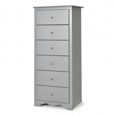 Quikfurn Modern Grey 6 Drawer Tall Wood Dresser Chest
