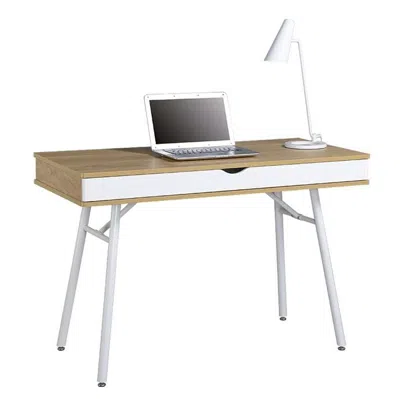 Quikfurn Modern Heavy Duty Laptop Computer Desk With Storage Drawer In Pine Wood Finish