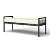 Quikfurn Modern Industrial Bed Bench With Black Metal Frame And Cream Upholstered Cushion