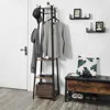Quikfurn Modern Industrial Metal Frame Wood Shelf Coat Rack With 3-shelves