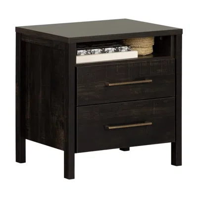 Quikfurn Modern Java 2 Drawer Nightstand Cubby Storage Shelf