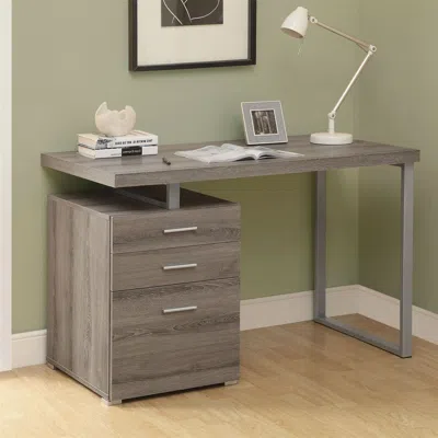 Quikfurn Modern Left Or Right Facing Home Office Computer Desk In Dark Taupe
