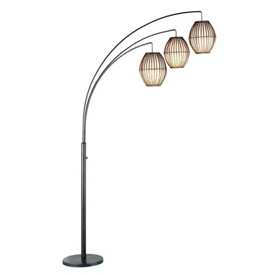 Quikfurn Modern Mid-century Bohemian 82-inch Arch Floor Lamp With 3 Barrel Lights In Gray
