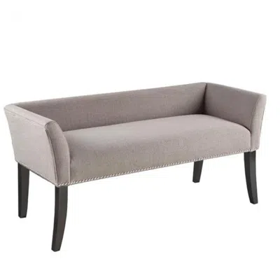 Quikfurn Modern Mid-century Grey Upholstered Accent Bench In Blue