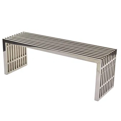 Quikfurn Modern Mid-century Stainless Steel Accent Bench