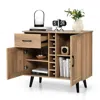 Quikfurn Modern Mid-century Style Kitchen Buffet Dining Sideboard Cabinet With Wine Rack