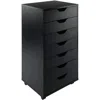 Quikfurn Modern Scandinavian Style 7-drawer Storage Cabinet Chest In Black Finish