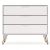 Quikfurn Modern Scandinavian Style Bedroom 3-drawer Dresser In White Wood Finish