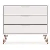 Quikfurn Modern Scandinavian Style Bedroom 3-drawer Dresser In White Wood Finish