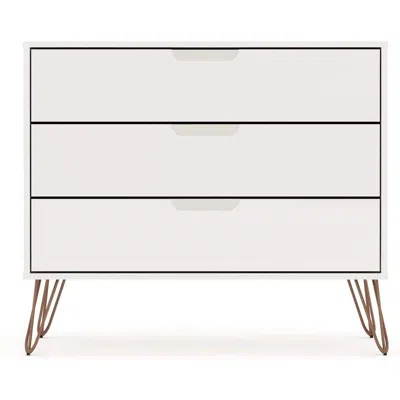 Quikfurn Modern Scandinavian Style Bedroom 3-drawer Dresser In White Wood Finish