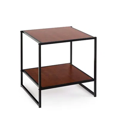 Quikfurn Modern Steel Frame End Table Nightstand In Brown