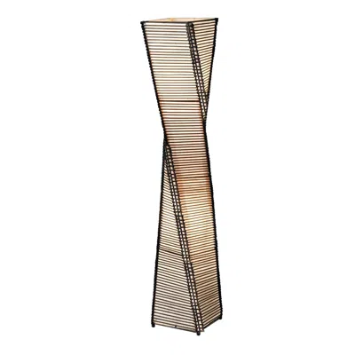 Quikfurn Modern Twist Sculpture Style Floor Lamp Lantern With Beige Shade In Blue