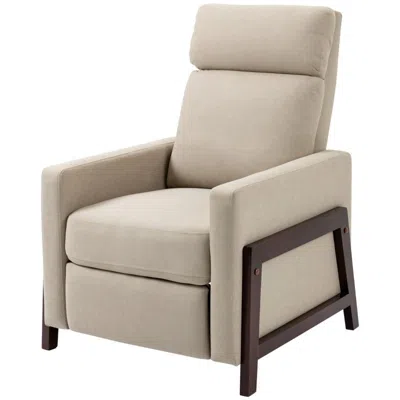 Quikfurn Modern Upholstered Manual Reclining Sofa Chair W/ Armrest And Footrest Grey In Black