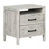 Quikfurn Modern Washed Pine 2 Drawer Nightstand Cubby Storage Shelf