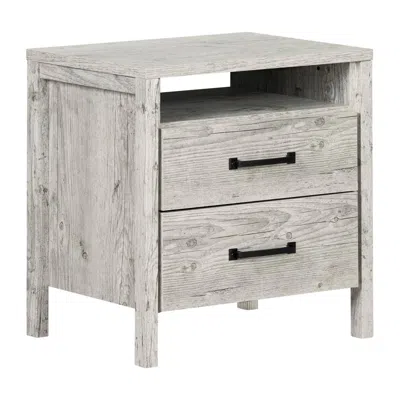 Quikfurn Modern Washed Pine 2 Drawer Nightstand Cubby Storage Shelf