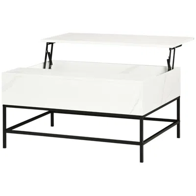 Quikfurn Modern White Lift Top Coffee Table W/ Hidden Storage Black Metal Legs