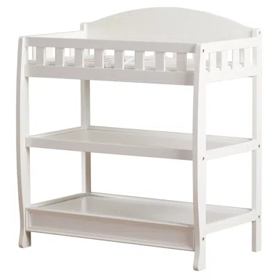 Quikfurn Modern White Wooden Baby Changing Table With Safety Rail Pad And Strap