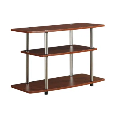 Quikfurn Modern Wood And Metal Tv Stand In Cherry Brown Finish