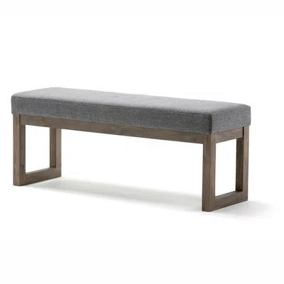 Quikfurn Modern Wood Frame Accent Bench Ottoman With Grey Upholstered Fabric Seat