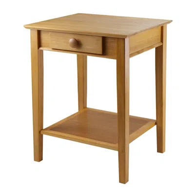 Quikfurn Modular Wooden Printer Stand With Drawer And Bottom Shelf In Honey