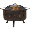 Quikfurn Moon Stars Sky Steel Fire Pit Bowl With Screen Cooking Grate And Poker