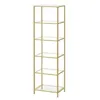 Quikfurn Narrow Glass Shelf Bookcase Bedroom Living Office Bath Storage Unit In Gold